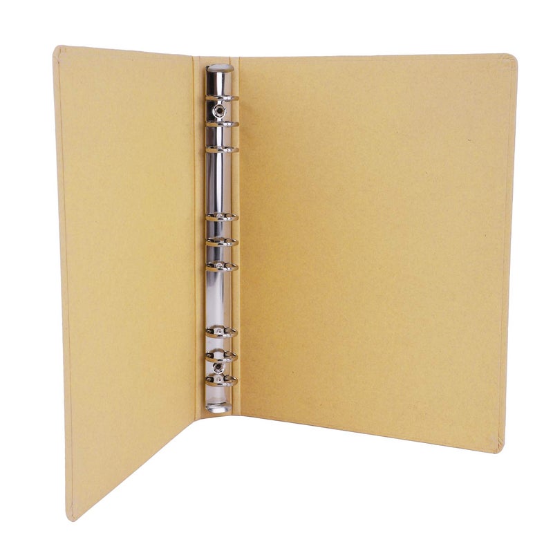 RUIXIB Blank B5 Kraft Paper Hardcover 9-Holes Round Ring Binder Protector for Notebook Diary Journal,School Office Stationery Supplies Loose Leaf Binder Folder File Cover Organizer Planner - Image 1